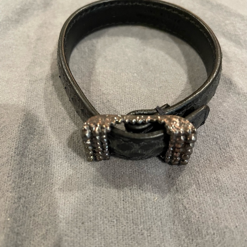 BOTTEGA VENETA leather bracelet with sterling silver buckle.